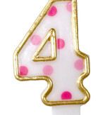 Cijferkaars roze '4' gespikkeld