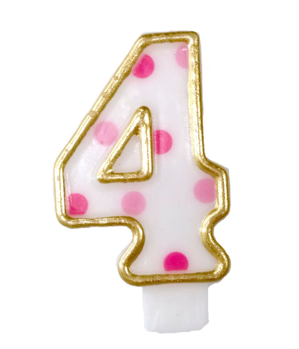 Cijferkaars roze '4' gespikkeld