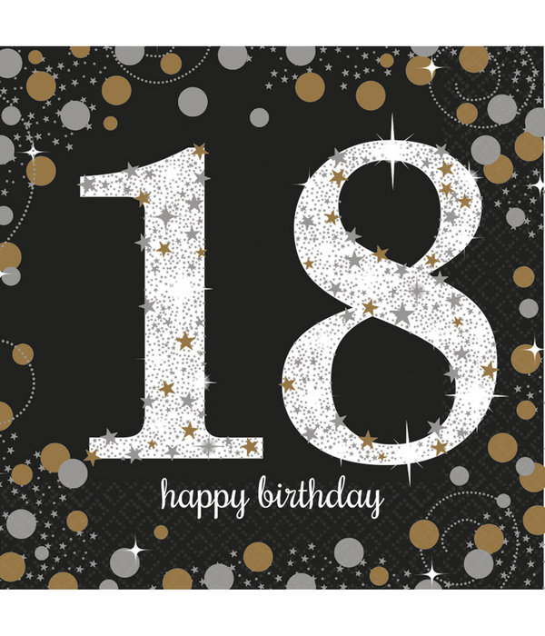 Servetten 18 jaar Sparkling Gold