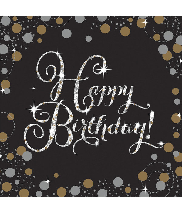 Servetten Happy Birthday Sparkling Gold