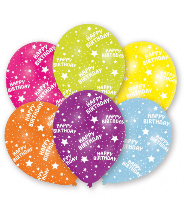 Happy Birthday Ballonnen Kleurenmix - 6 Stuks