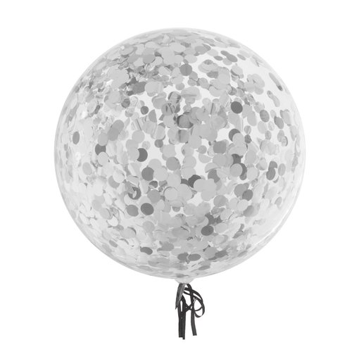 Bubbel ballon met zilveren confetti