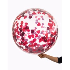 Bubbel ballon met rode hartjes confetti