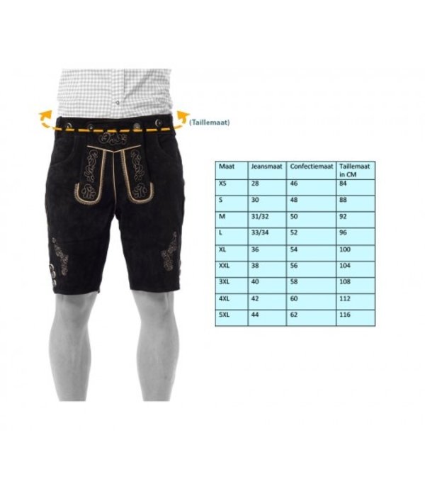 Lederhosen kort zwart/groen Otto