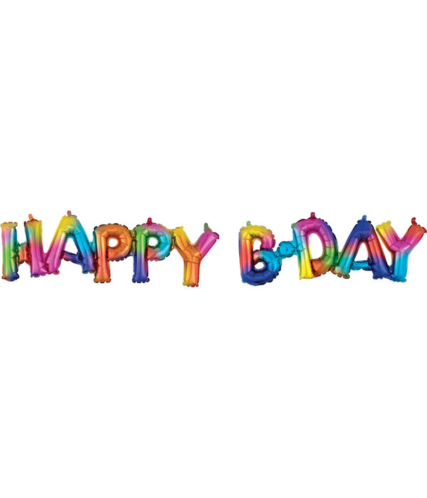 Folieballonnen 'HAPPY BDAY' Rainbow