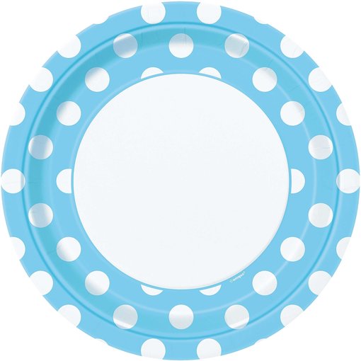Feestbordjes Blauw Met Stippen - 8 Stuks