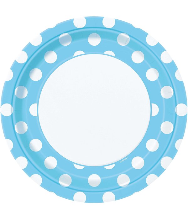 Feestbordjes Blauw Met Stippen - 8 Stuks