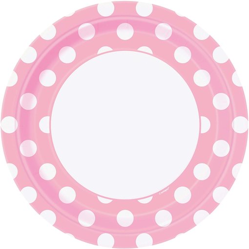 Feestbordjes Roze Met Stippen - 8 Stuks
