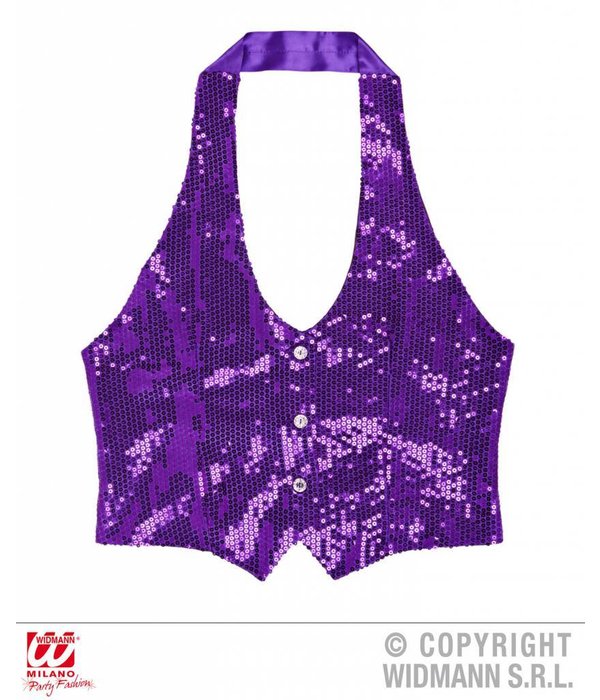 Pailletten glittervest paars dame