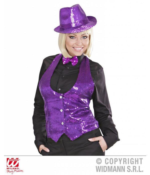 Pailletten glittervest paars dame