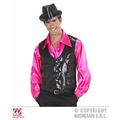 Glittervest pailletten zwart man