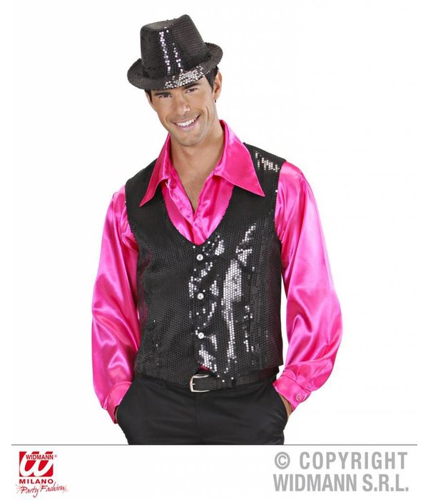 Glittervest pailletten zwart man