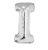 Folieballon zilver letter 'I' groot