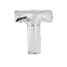 Folieballon zilver letter 'T' groot