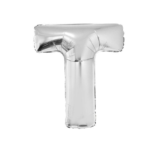 Folieballon zilver letter 'T' groot
