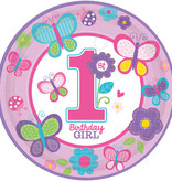 Feestbordjes Birthday Girl 1 Jaar - 8 Stuks
