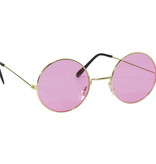 Roze Hippie Bril Met Gouden Frame