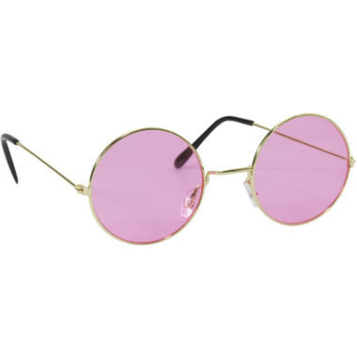 Roze Hippie Bril Met Gouden Frame
