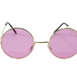 Roze Hippie Bril Met Gouden Frame