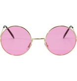 Roze Hippie Bril Met Gouden Frame