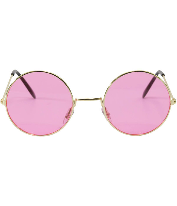 Roze Hippie Bril Met Gouden Frame