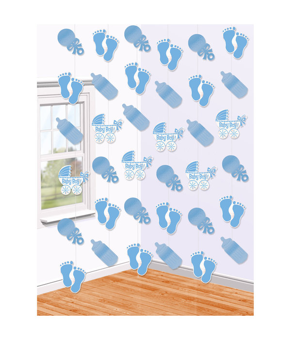 Hangdecoratie Geboorte Baby Blauw - 6 Stuks