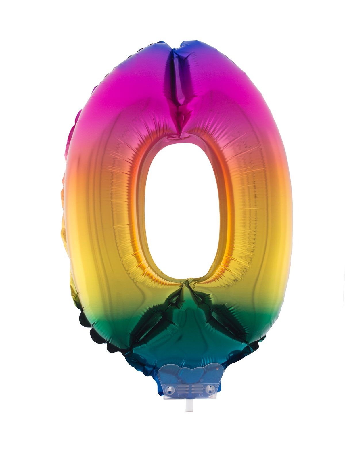 Folieballon Cijfer 0 Regenboog - 41cm afbeelding