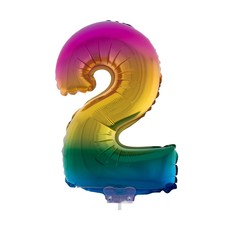 Folieballon Cijfer 2 Regenboog - 41cm