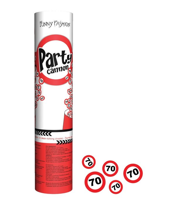 Confettikanon 70 jaar 20cm