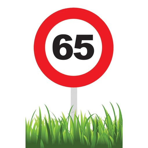 Verkeersbord 65 jaar tuin 36cm