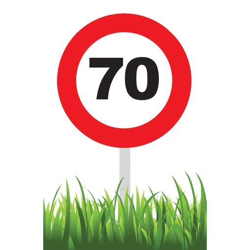 Verkeersbord 70 jaar tuin 36cm