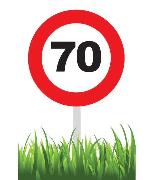 Verkeersbord 70 jaar tuin 36cm