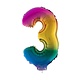 Folieballon Cijfer 3 Regenboog - 41cm