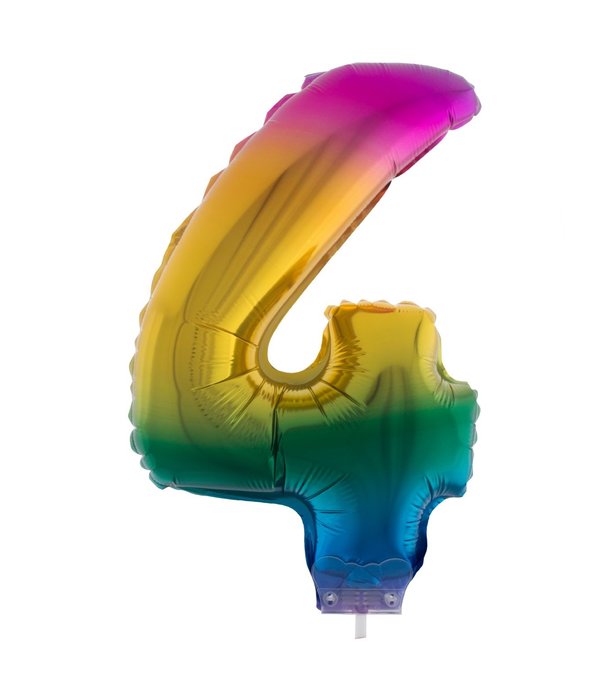 Folieballon Cijfer 4 Regenboog - 41cm
