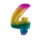 Folieballon Cijfer 4 Regenboog - 41cm