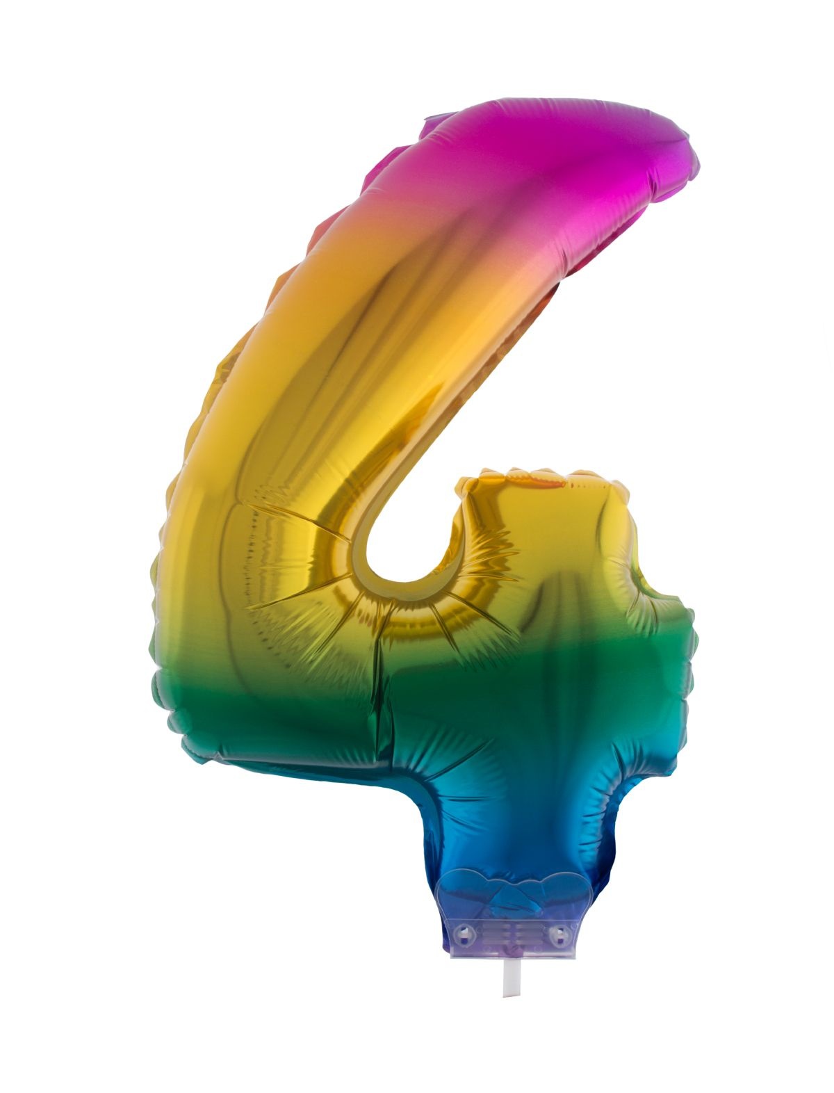 Folieballon Cijfer 4 Regenboog - 41cm afbeelding