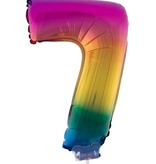 Folieballon Cijfer 7 Regenboog - 41cm