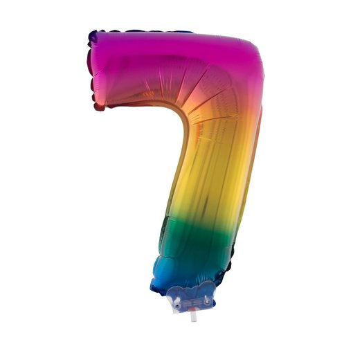 Folieballon Cijfer 7 Regenboog - 41cm