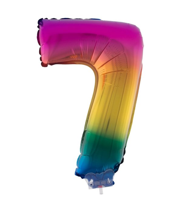 Folieballon Cijfer 7 Regenboog - 41cm