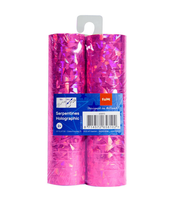 Roze Holografische Serpentines  - 2 stuks
