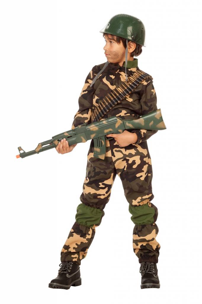 Wilbers - Leger & Oorlog Kostuum - Desert Storm Commando Camouflage Kostuum Bruin Jongen - - Maat 140 - Carnavalskleding - Verkleedkleding