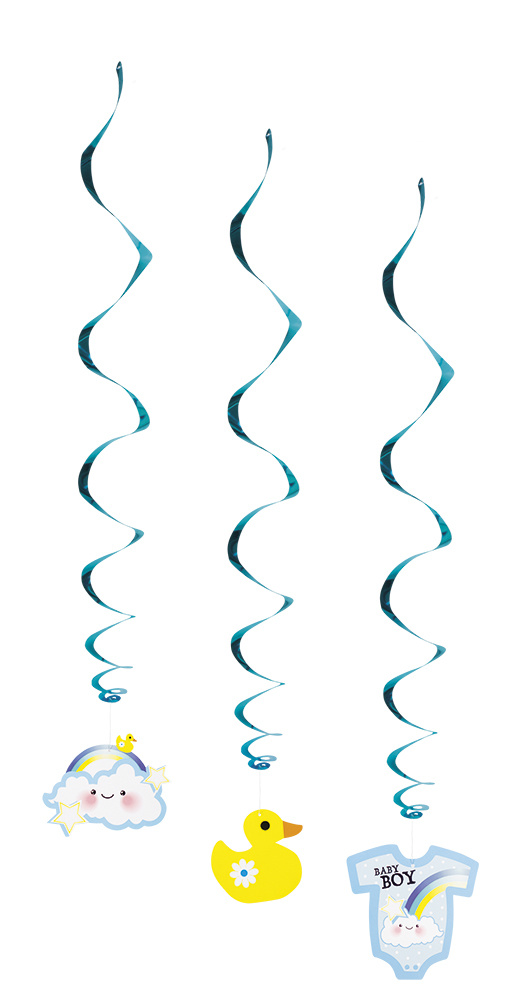 Swirls Hangdecoratie Geboorte Jongen - 3 Stuks afbeelding