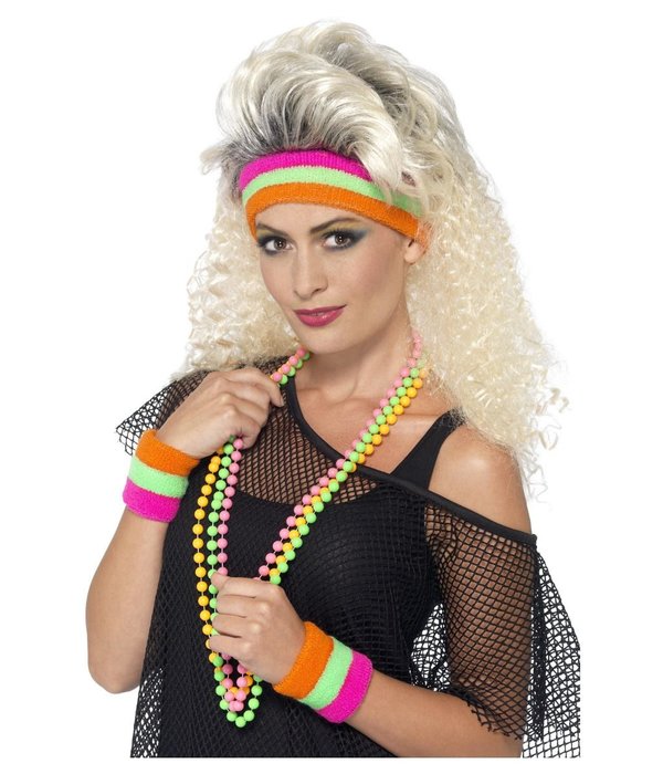 Zweetbanden set neon kleuren