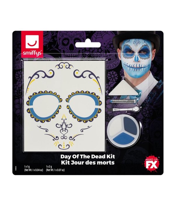 Make-up set Day of the Dead blauw wit