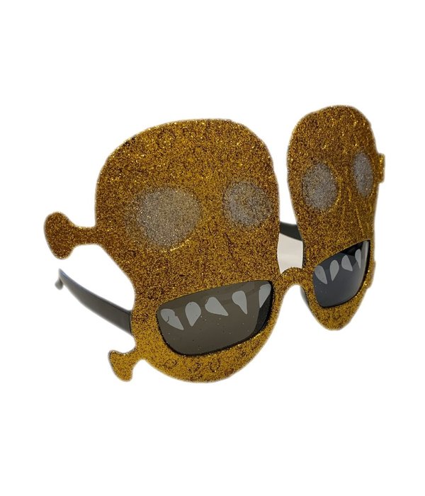 Funbril doodskop ogen wit/grijs