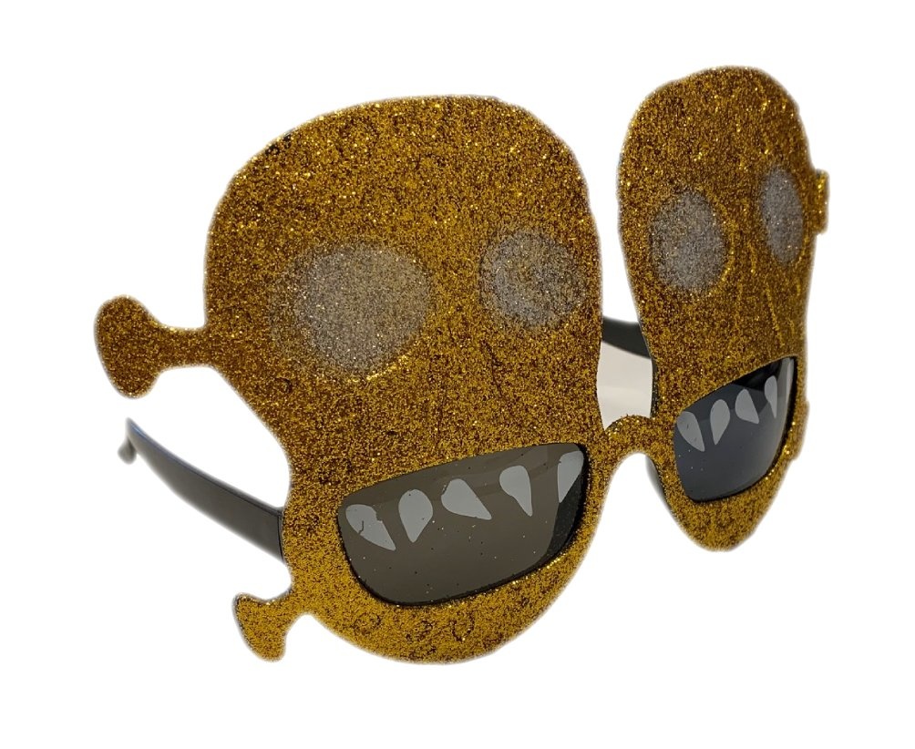 Funbril doodskop ogen wit/grijs afbeelding