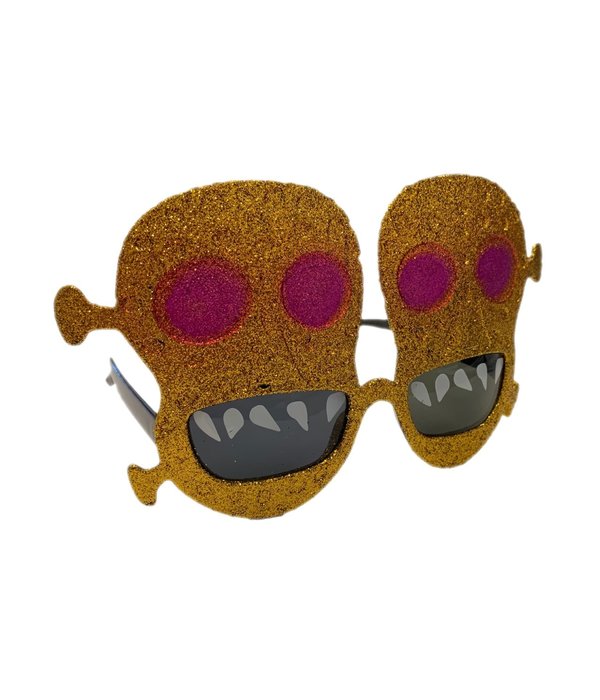 Funbril doodskop ogen paars