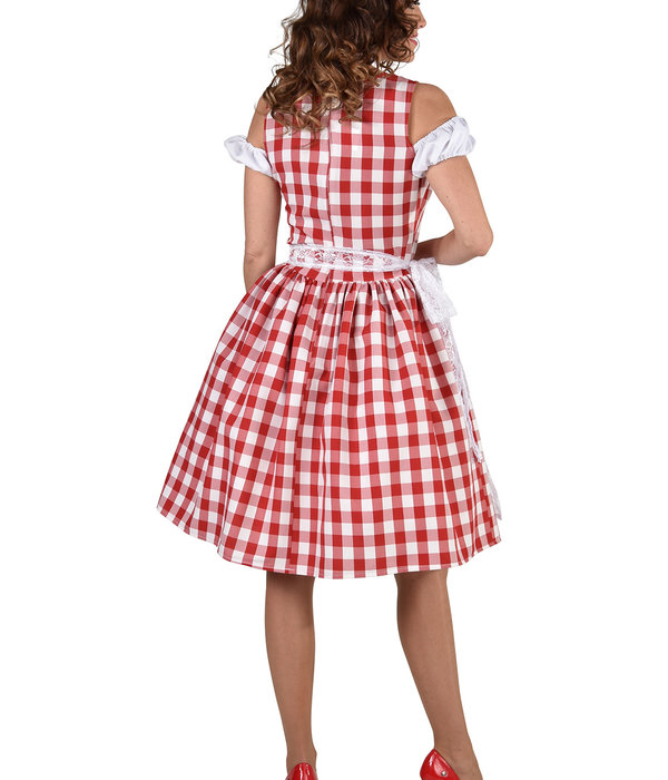 Dirndl Nina Knielang rood/wit