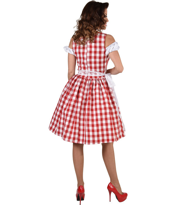Dirndl Nina Knielang rood/wit