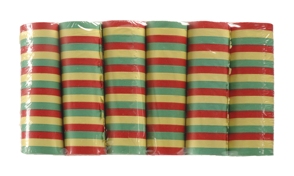 Set 6 Rollen serpentines rood/geel/groen (4 m)